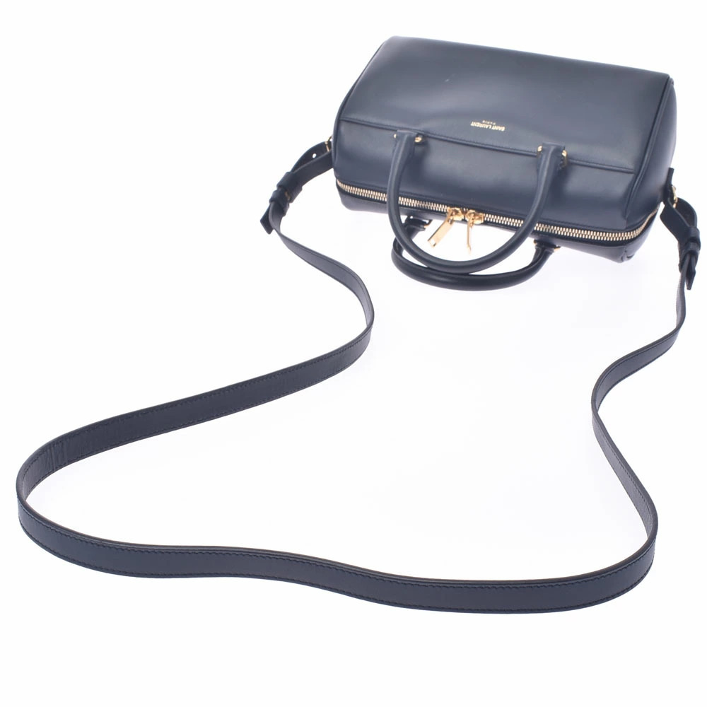 SAINT LAURENT Baby Duffle Bag Navy Blue Calfskin Handbag - Picture 5 of 9